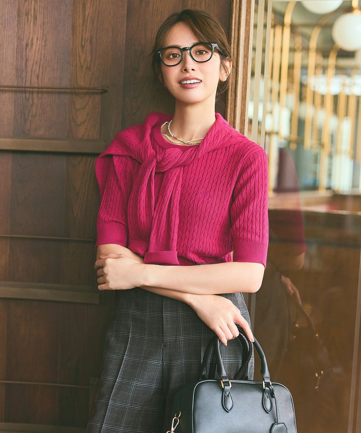 ANY SIS L 【UVカット・洗える】ケーブルニット プルオーバー エニィスィス トップス ニット ネイビー レッド イエロー ブラウン【送料無料】のサムネイル