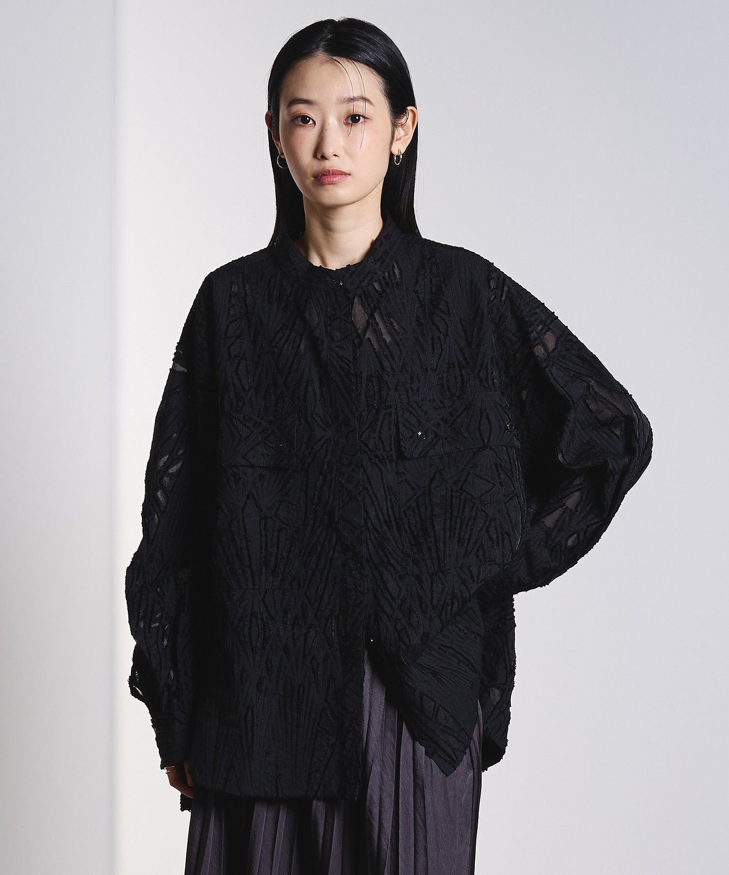 ROSE BUD SHEER DOBBY SHIRT ローズバッド トップス シャツ・ブラウス ブラック ホワイト イエロー