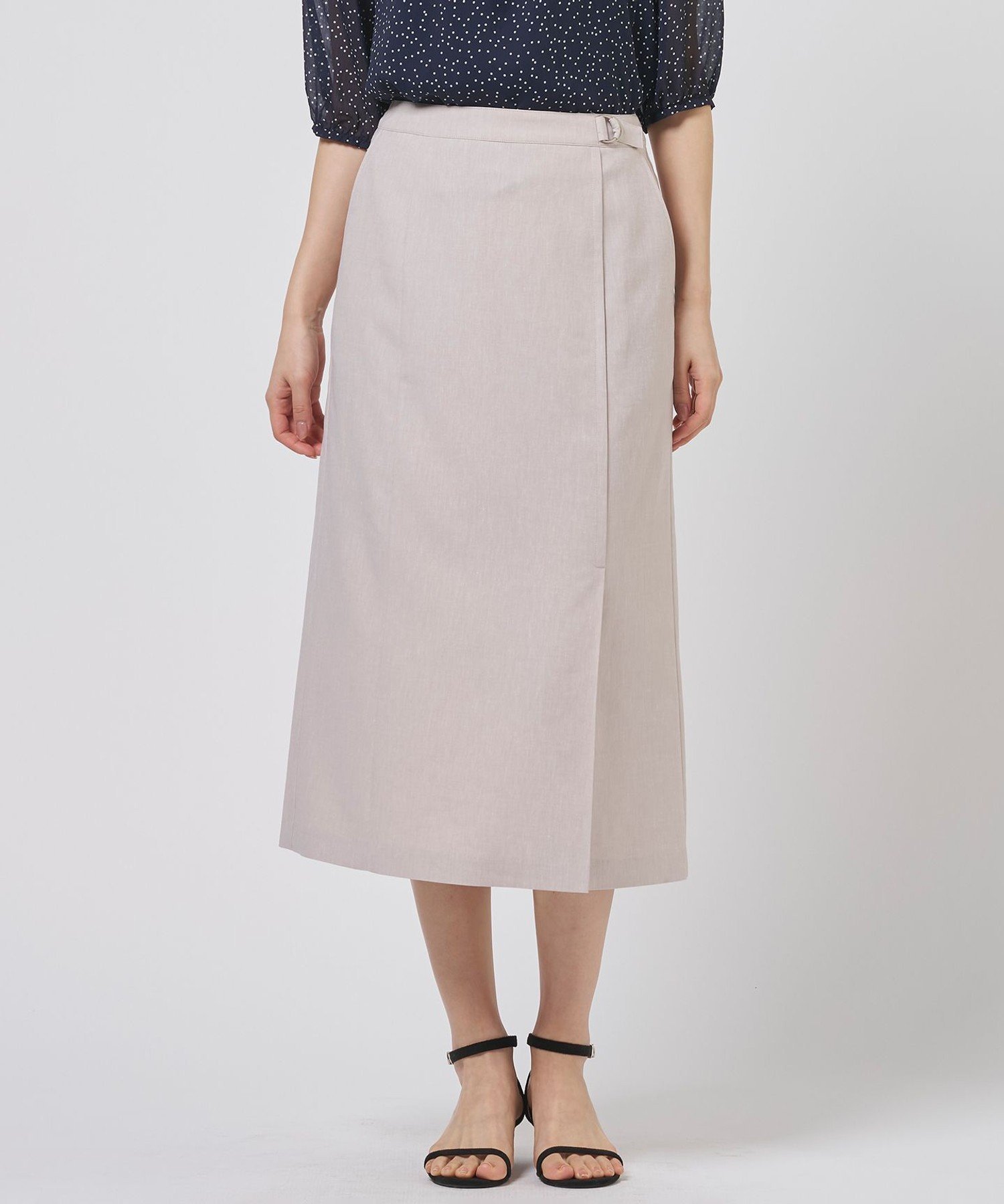 J.PRESS 【セット着用可】リネンバイオシャンブレー Aライン スカート ジェイプレス スカート ロング・マキシスカート ベージュ ブラウン ネイビー