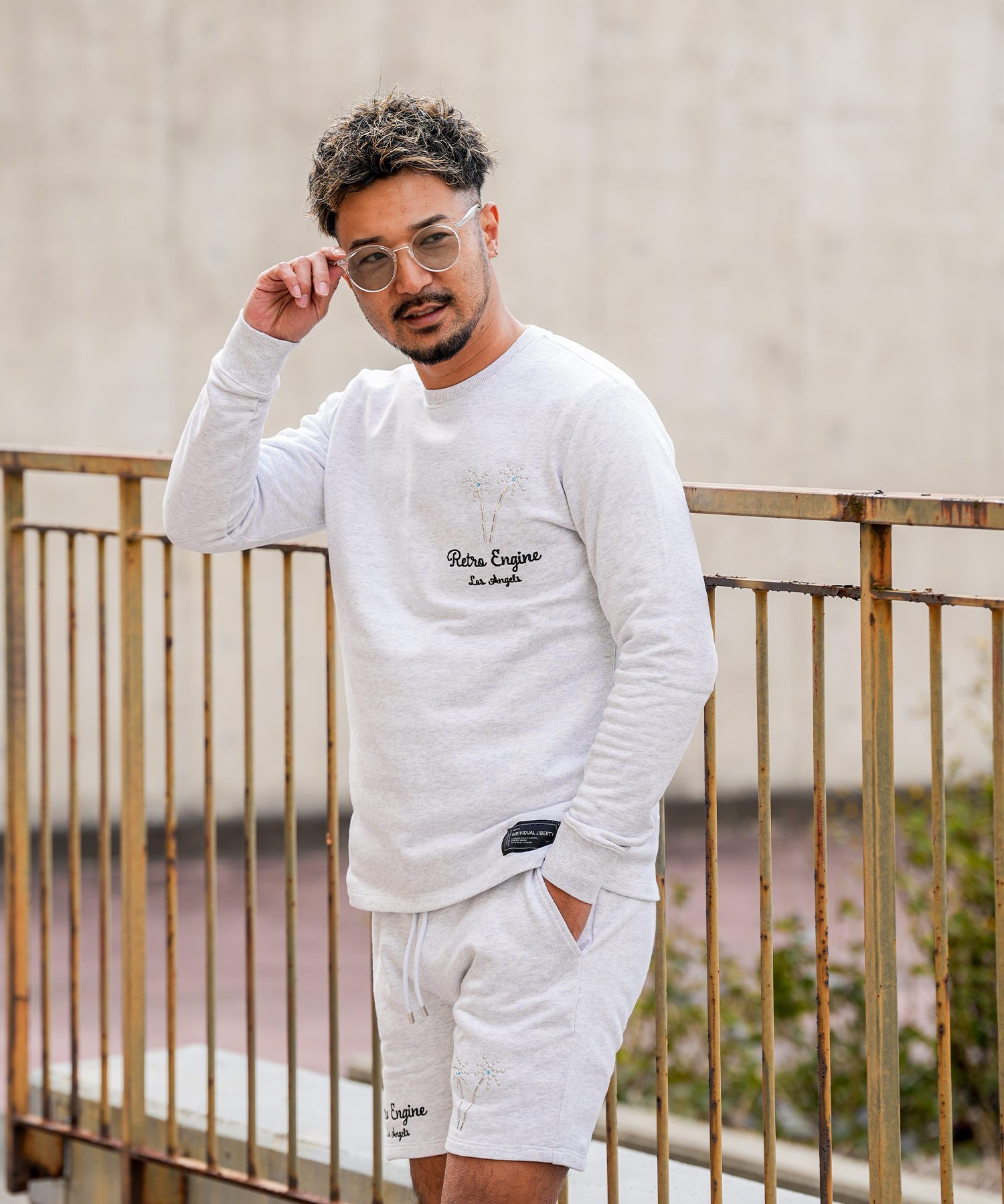 Retro Engine RTEG Palm Sparkle L/TEE アダムスジャグラー トップス カットソー・Tシャツ グレー ブラック【送料無料】