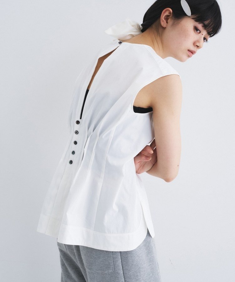 CODE A back tack blouse コードエー トップス シャツ・ブラウス ブルー ホワイト