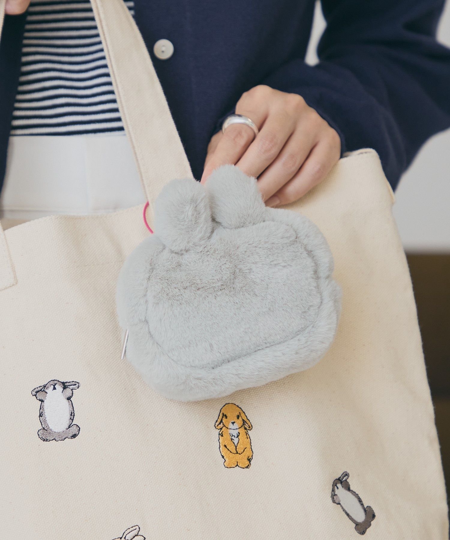 AMERICAN HOLIC 【予約】【うさぎのしっぽ】うさぎポーチ アメリカンホリック 財布・ポーチ・ケース ポーチ ベージュ グレー グリーン