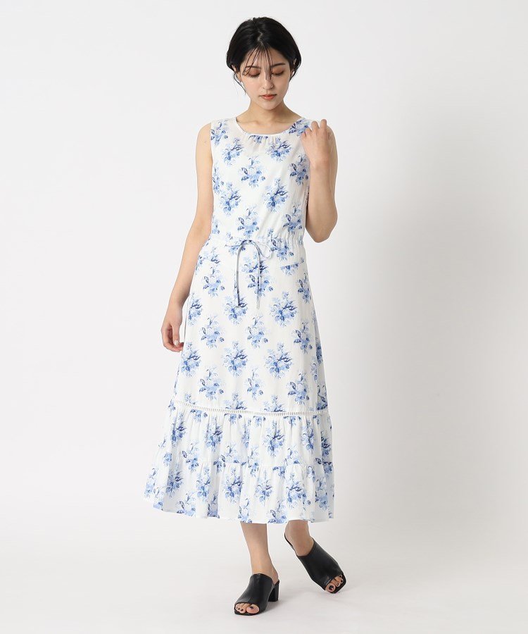 【SALE／60 OFF】LAURA ASHLEY 【70周年セレブレーティングプリント/洗える】ウインタリリー柄ワンピース ローラ アシュレイ ワンピース ドレス その他のワンピース ドレス ブルー イエロー【送料無料】