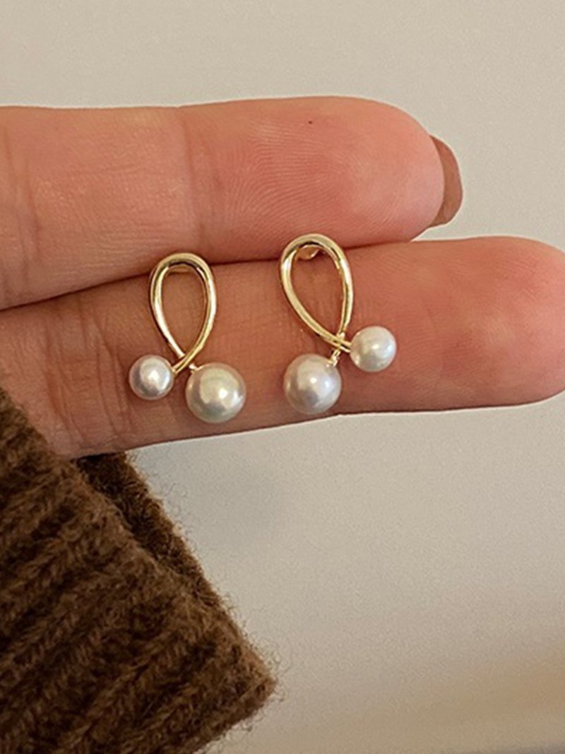 Coo+i/(W)クロスデザインミニパールピアス スレンダー アクセサリー・腕時計 ピアス ゴールド