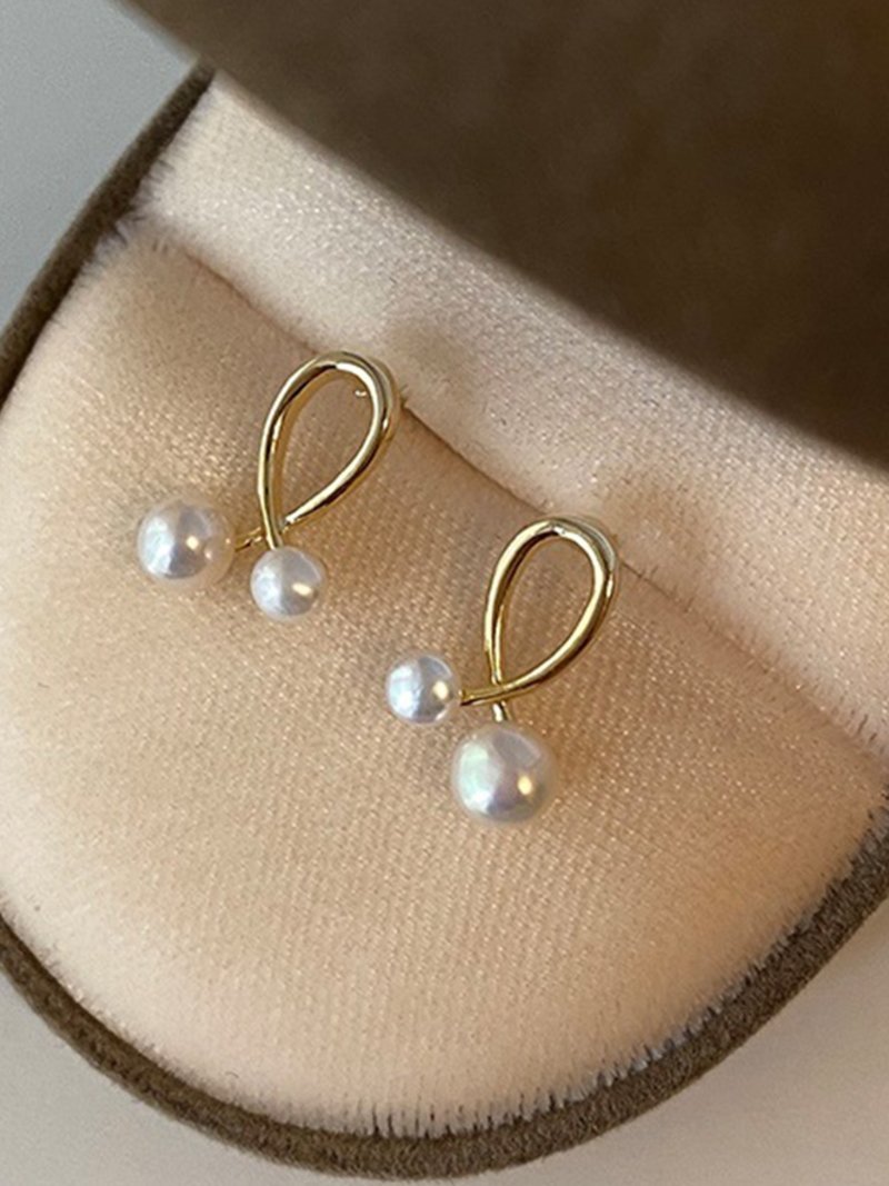 Coo+i/(W)クロスデザインミニパールピアス スレンダー アクセサリー・腕時計 ピアス ゴールド