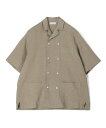 TOMORROWLAND MEN リネン ダブルブレステッド ハーフスリーブシャツ トゥモローランド トップス シャツ・ブラウス ネイビー カーキグリーン ホワイト【送料無料】