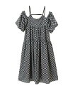 【SALE／70%OFF】Candy Stripper (W)CHECKERED FLAG OFF SHOULDER DRESS キャンディストリッパー ワンピース・ドレス ワンピース ブラック ブルー ホワイト【送料無料】