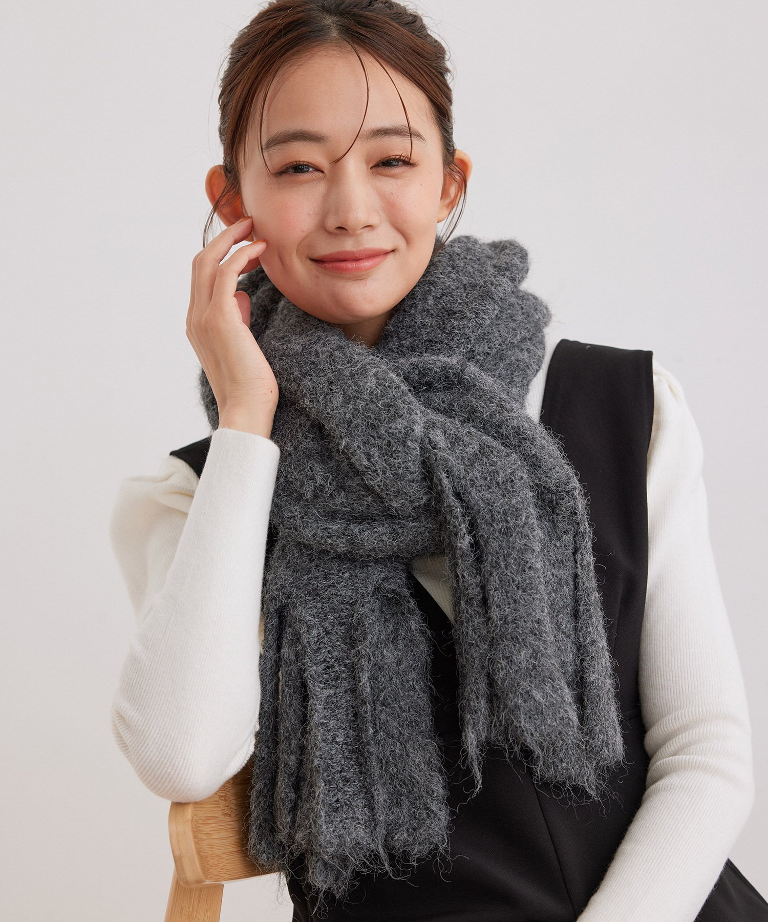 【SALE／70%OFF】JAYRO ブラッシュドマフラー ジャイロ ファッション雑貨 マフラー・ストール・ネックウォーマー グレー オレンジ ベージュ ブラウン