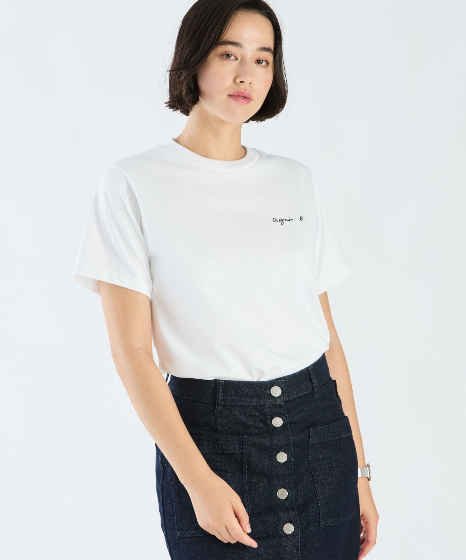 ミニロゴ コットン 半袖 Tシャツ "Christof" アニエスベー トップス カットソー・Tシャツ ホワイト