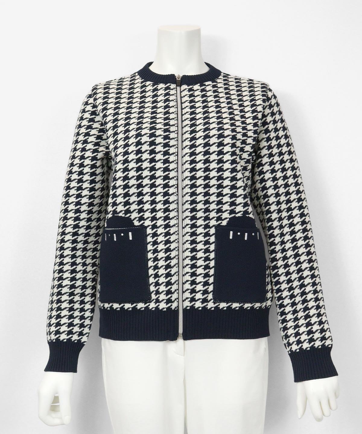 【SALE／40%OFF】Picone Club 千鳥柄ニットブルゾン ピッコーネクラブ ジャケット・アウター ブルゾン・ジャンパー ネイビー ブラック【送料無料】