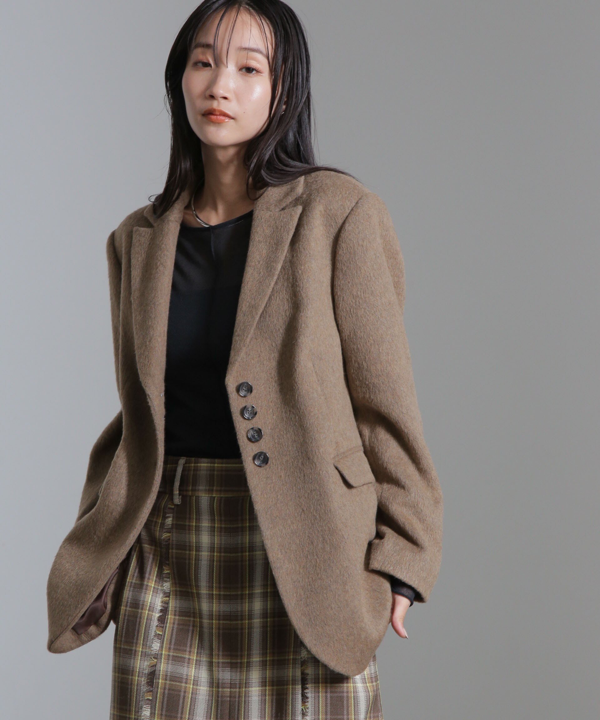 【SALE／50%OFF】NANO universe シャギージャケット ナノユニバース ジャケット・アウター その他のジャケット・アウター ブラウン グレー【送料無料】 stylife-14737420 Rakuten Fashion サンプル画像2