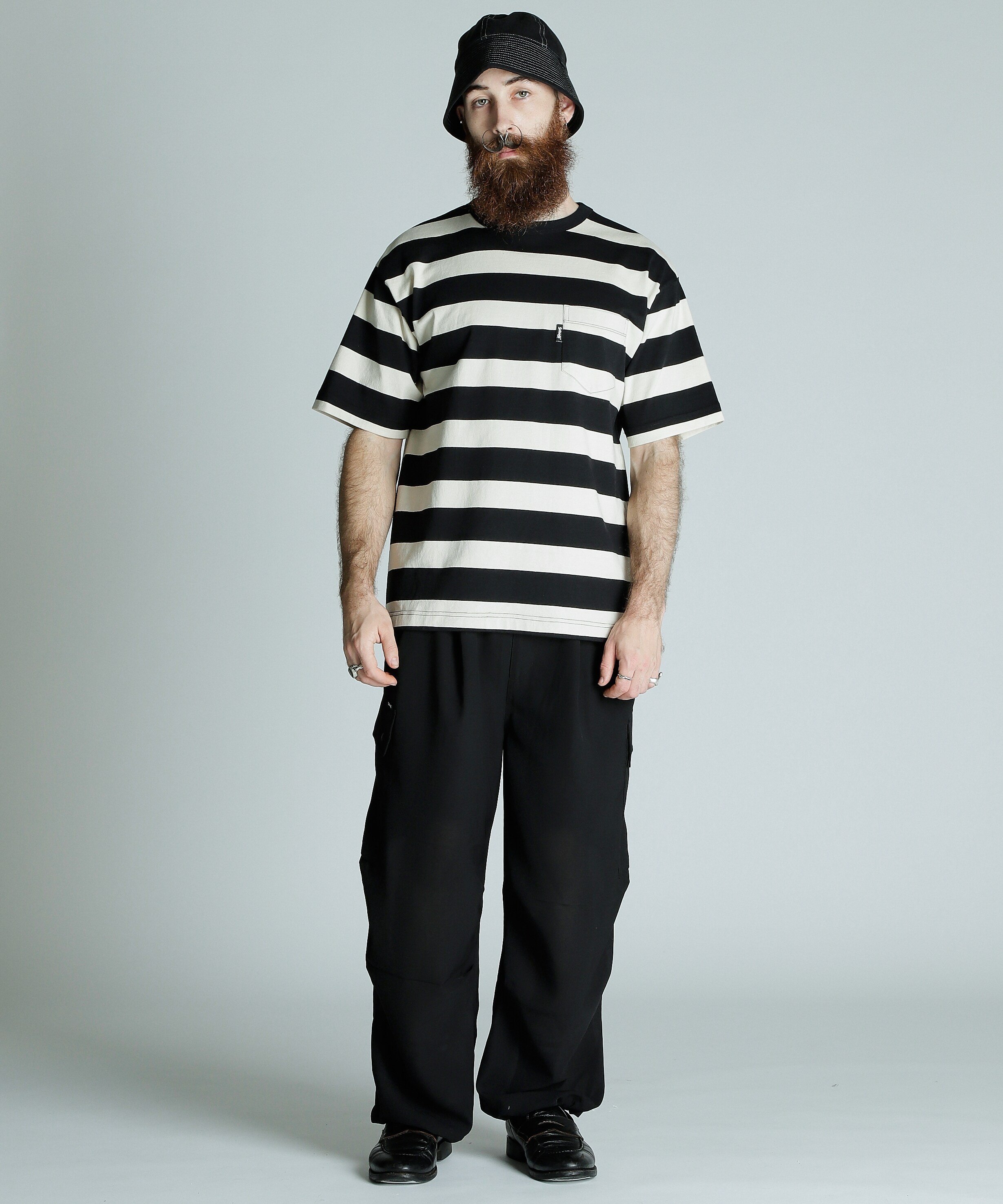 Schott WIDE BORDER POCKET T-SHIRT/ワイドボーダーポケットTシャツ ショット トップス カットソー・Tシャツ ブラック グレー【送料無料】