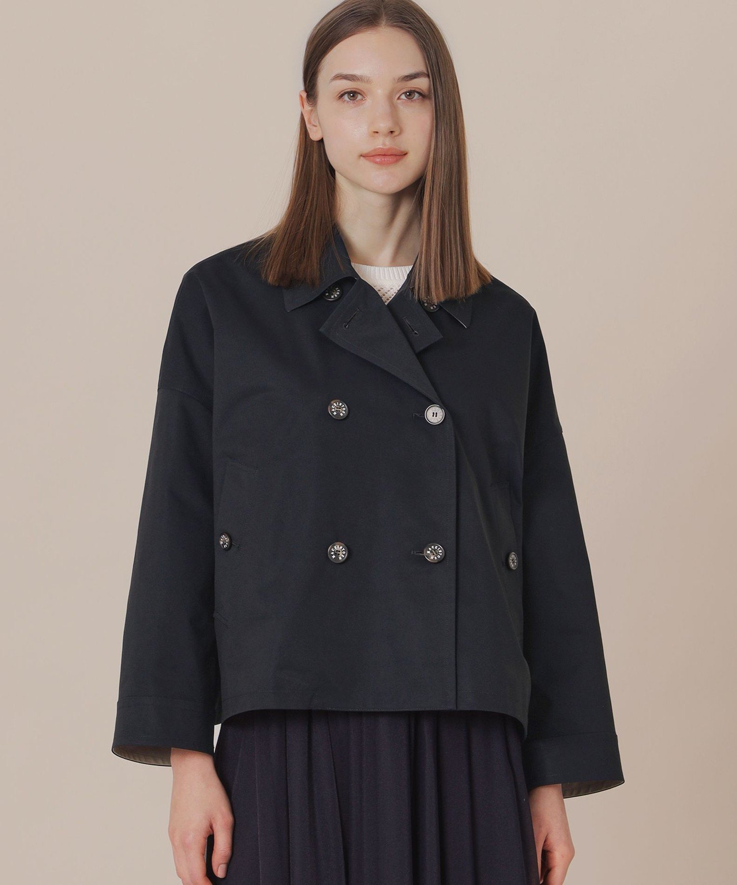 MACKINTOSH LONDON 【FYVIE/フィビー】バイカラータフタダブルブレストコート マッキントッシュ ロンドン ジャケット・アウター その他のジャケット・アウター ネイビー ベージュ【送料無料】