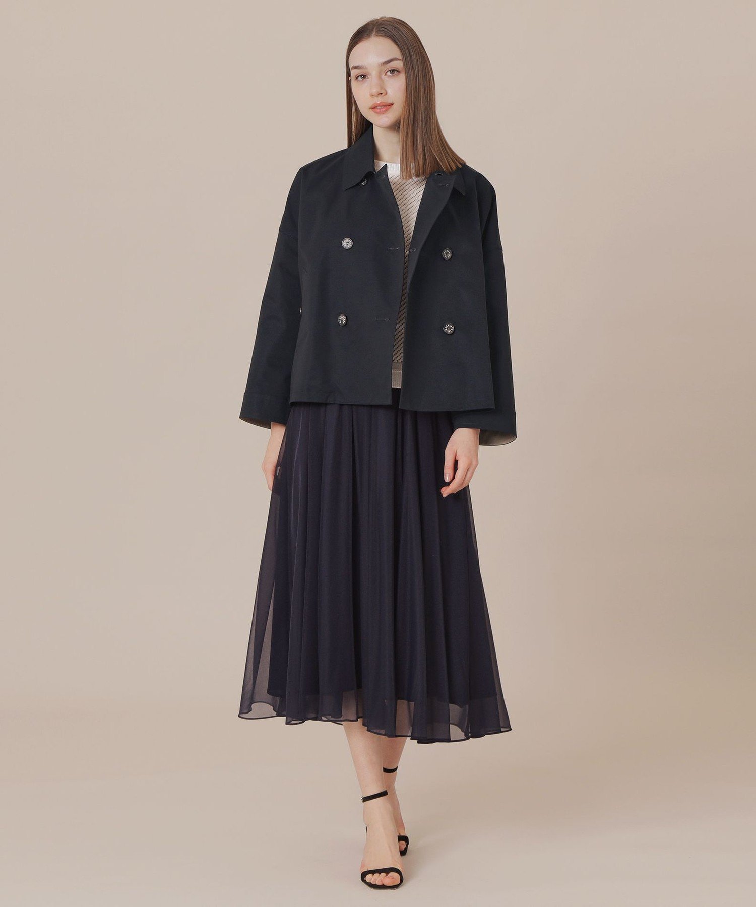 MACKINTOSH LONDON 【FYVIE/フィビー】バイカラータフタダブルブレストコート マッキントッシュ ロンドン ジャケット・アウター その他のジャケット・アウター ネイビー ベージュ【送料無料】