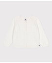 PETIT BATEAU コットンニットカーディガン プチバトー トップス カーディガン ホワイト ピンク【送料無料】