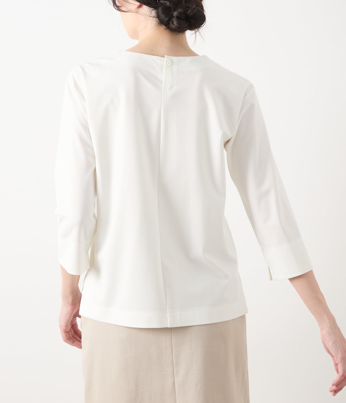 NEWYORKER WOMEN L-SIZE 【L】レーヨンナイロンジャージー 7分袖クルーネックカットソー ニューヨーカー エルサイズ トップス カットソー・Tシャツ ホワイト