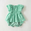 branshes 【キッズとおそろい】スカラップ刺繍トップス&ボトムスセット ブランシェス マタニティウェア・ベビー用品 その他のベビーグッズ ホワイト グリーン【送料無料】