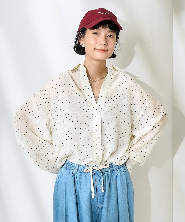 【SALE／35%OFF】FREAK'S STORE シアードットシャツ 25SS フリークスストア トップス シャツ・ブラウス ブラック ホワイト【送料無料】