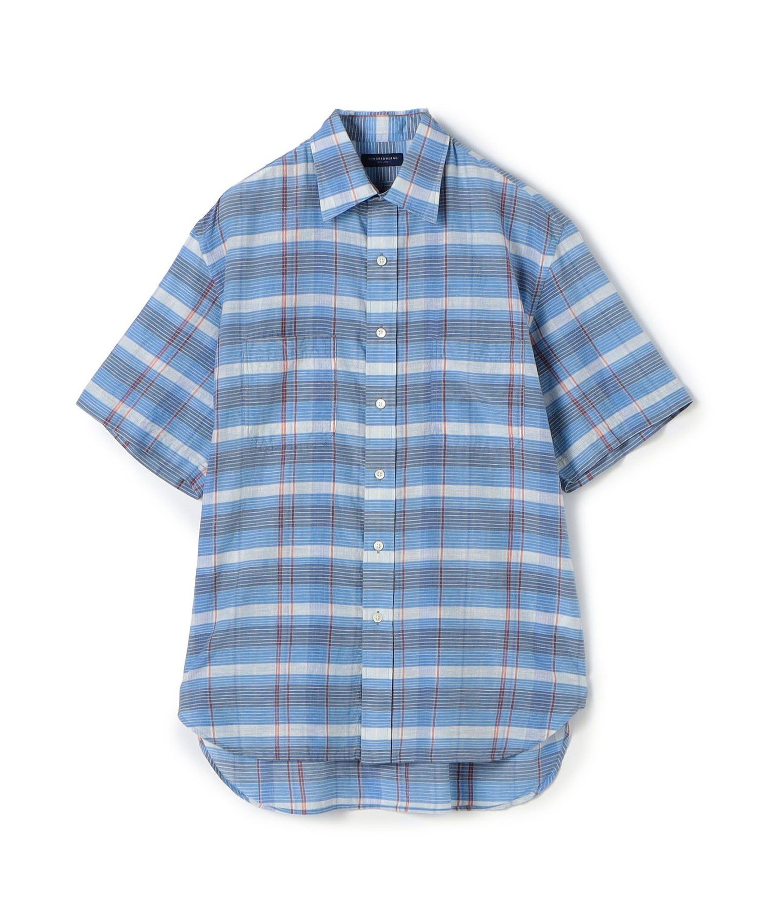 【SALE／55%OFF】TOMORROWLAND MEN コットンシルク マドラスチェック ハーフスリーブシャツ トゥモローランド トップス シャツ・ブラウス ベージュ ブラウン ブルー グリーン【送料無料】