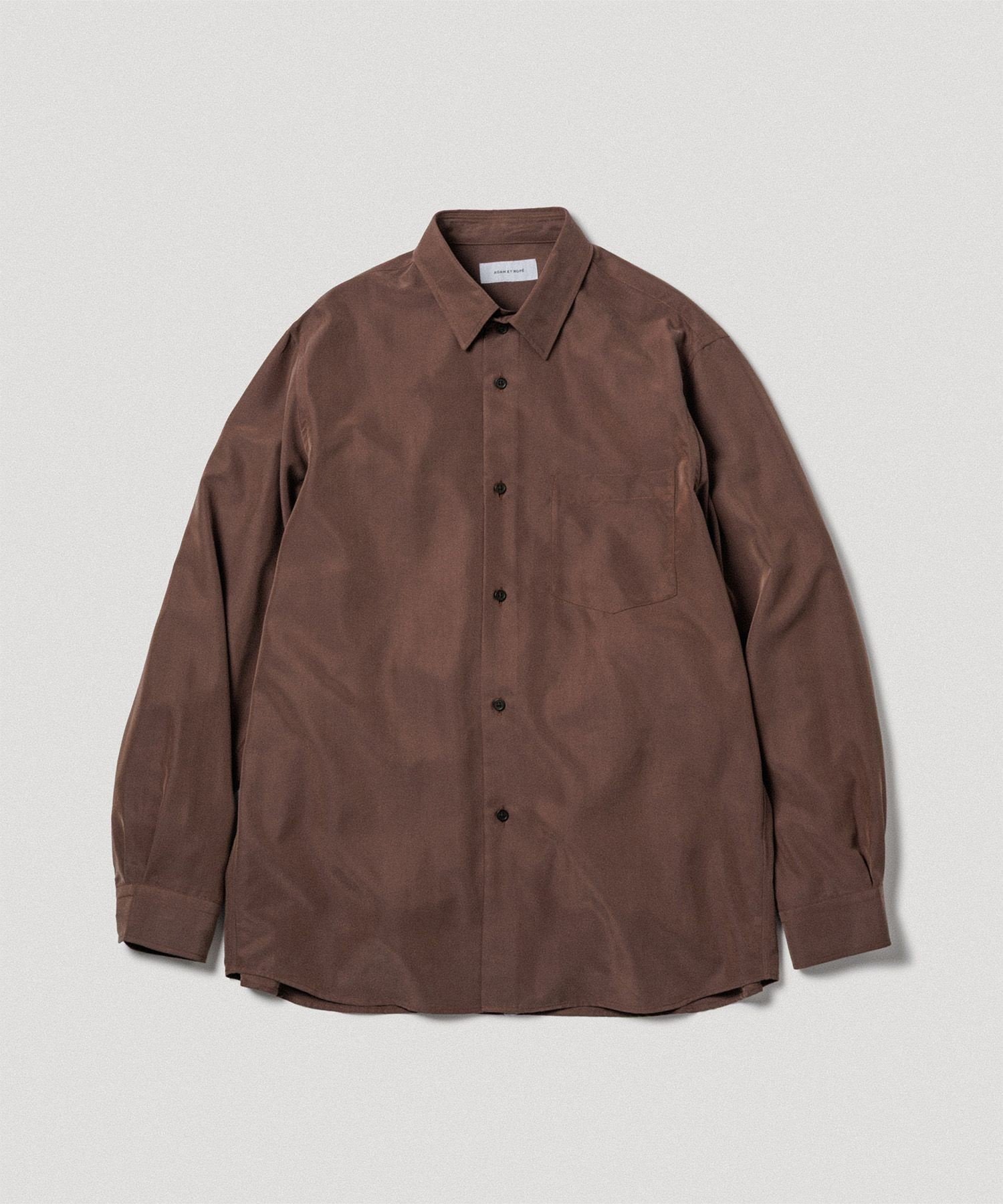 【SALE／50%OFF】ADAM ET ROPE' HOMME スエードタッチ レーヨン レギュラーカラーシャツ アダムエロペ トップス シャツ・ブラウス ブラック ベージュ カーキグリーン【送料無料】