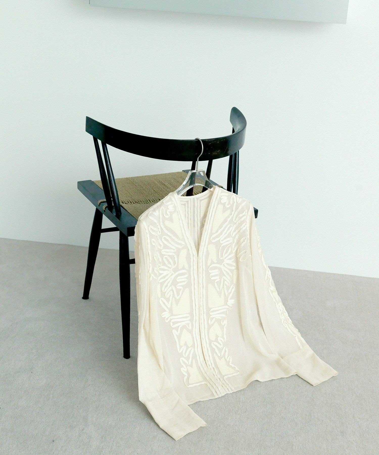ADAM ET ROPE' FEMME 【EMOELLE】ステッチエンブロイダリーブラウス アダムエロペ トップス シャツ・ブラウス ホワイト ベージュ【送料無料】