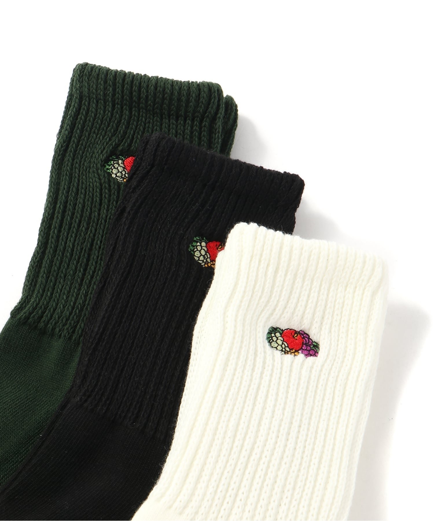 FRUIT OF THE LOOM FRUIT OF THE LOOM/(M)Q.FTL3Pゆるリッチェル刺繍ソックス ハンドサイン 靴下・レッグウェア 靴下