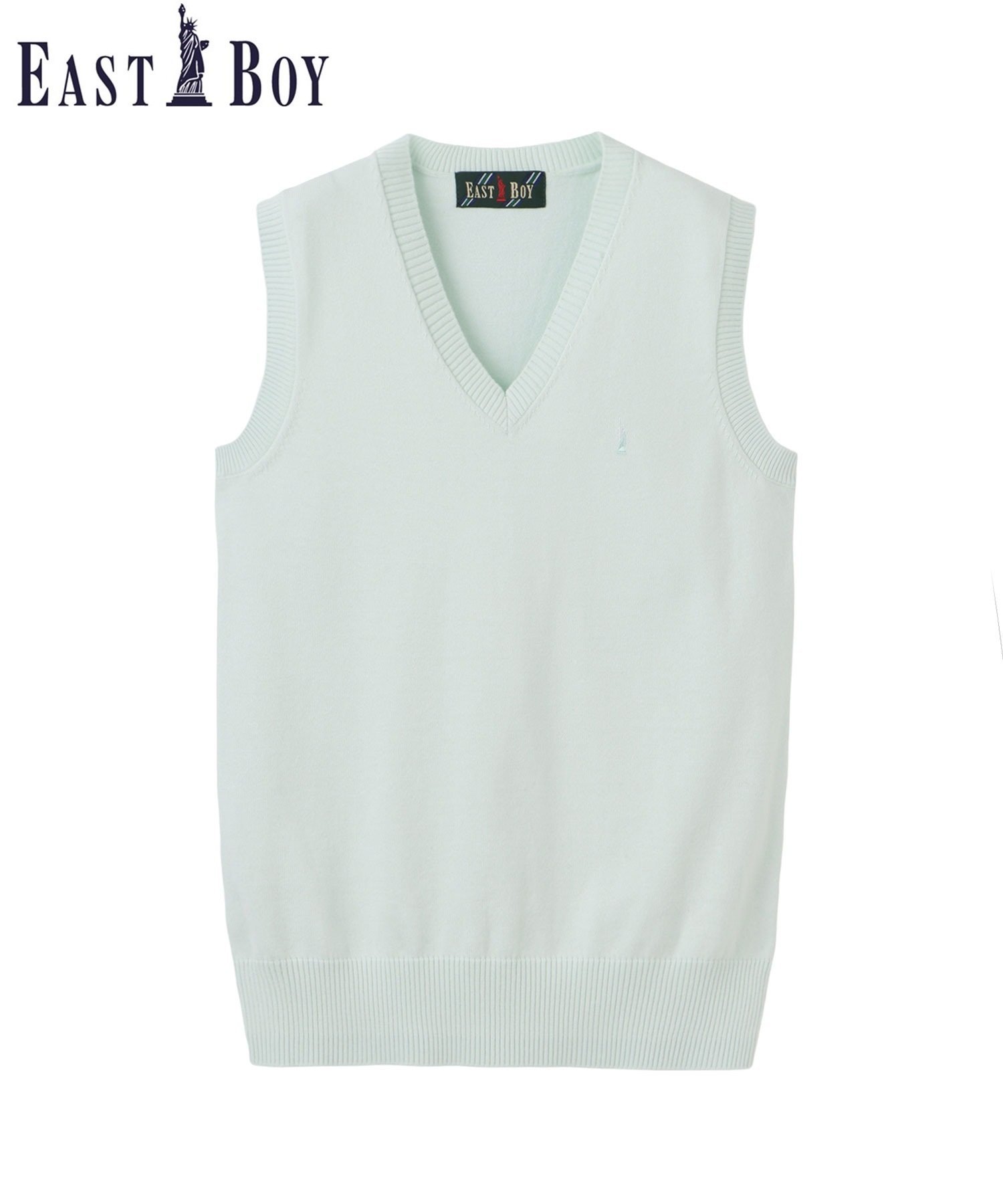 EASTBOY School ベスト COOLMAX 綿 12G ミント女神 夏用 スクール ニット 制服 通学 イーストボーイ トップス ベスト・ジレ グリーン ネイビー グレー ホワイト【送料無料】