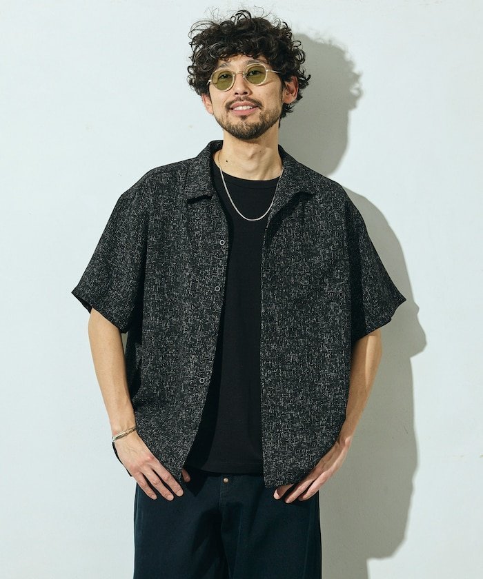 サマー ツイード ショートスリーブ オープンカラーシャツ / セットアップ対応 26SS フリークスストア トップス シャツ・ブラウス ブラック グレー ネイビー ブラウン