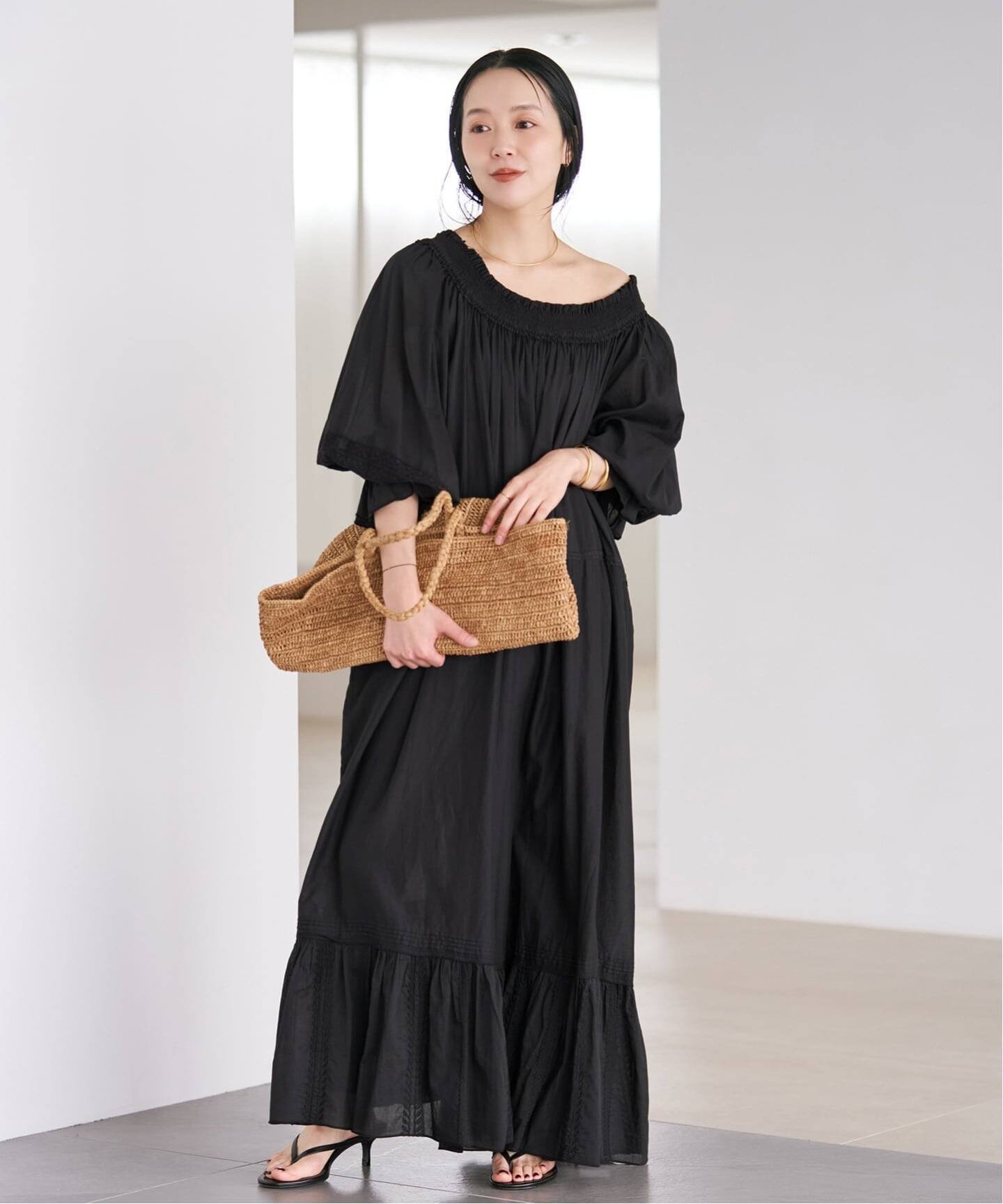 plage IND VOIL EMB ワンピース プラージュ ワンピース・ドレス ワンピース ブラック ホワイト