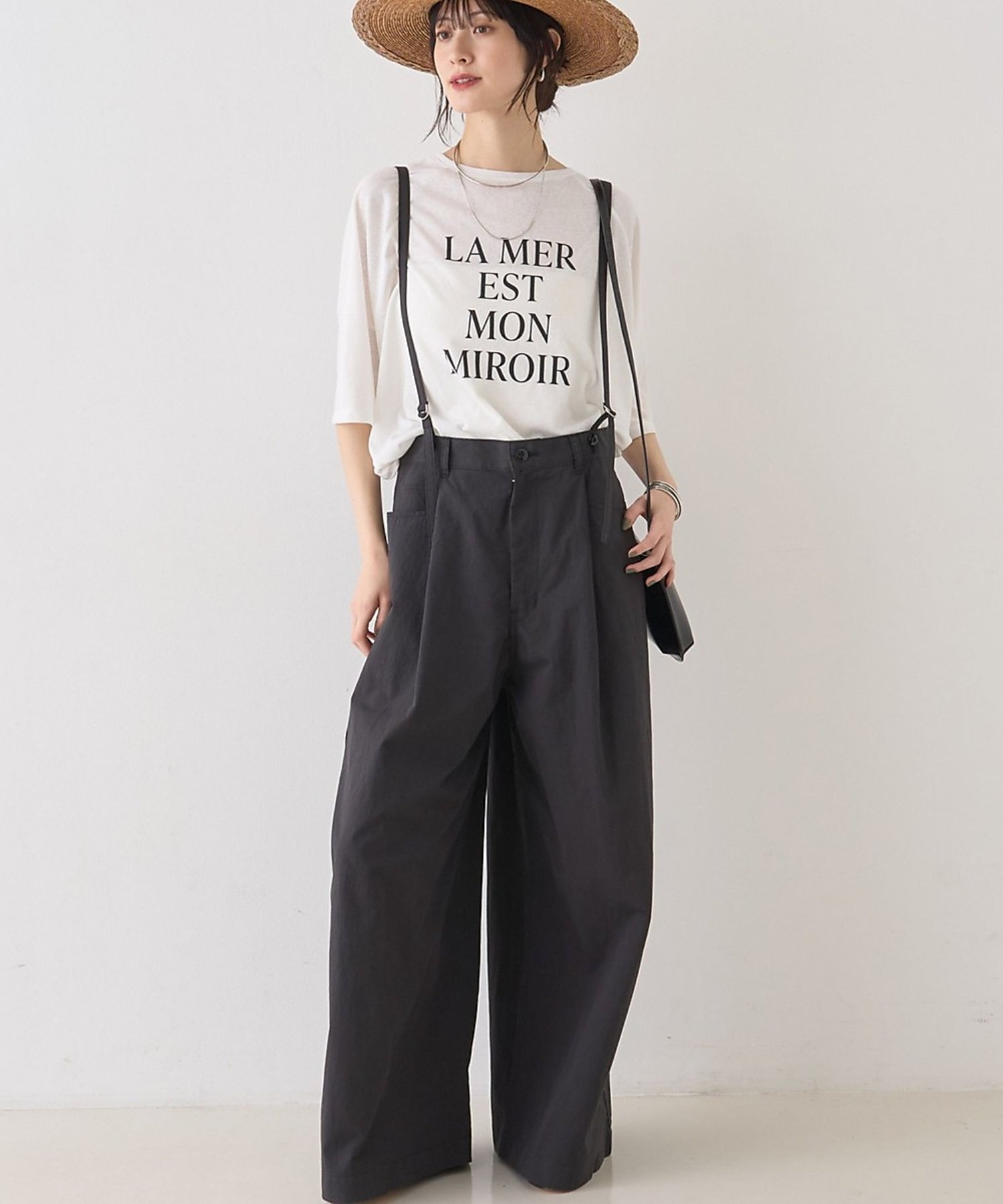 Rouge vif la cle 2WAYサスペンダータックワイドパンツ ルージュ・ヴィフ ラクレ パンツ その他のパンツ ブラック グレー