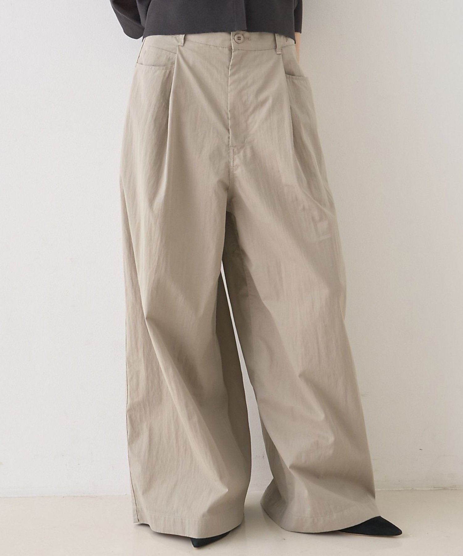 Rouge vif la cle 2WAYサスペンダータックワイドパンツ ルージュ・ヴィフ ラクレ パンツ その他のパンツ ブラック グレー