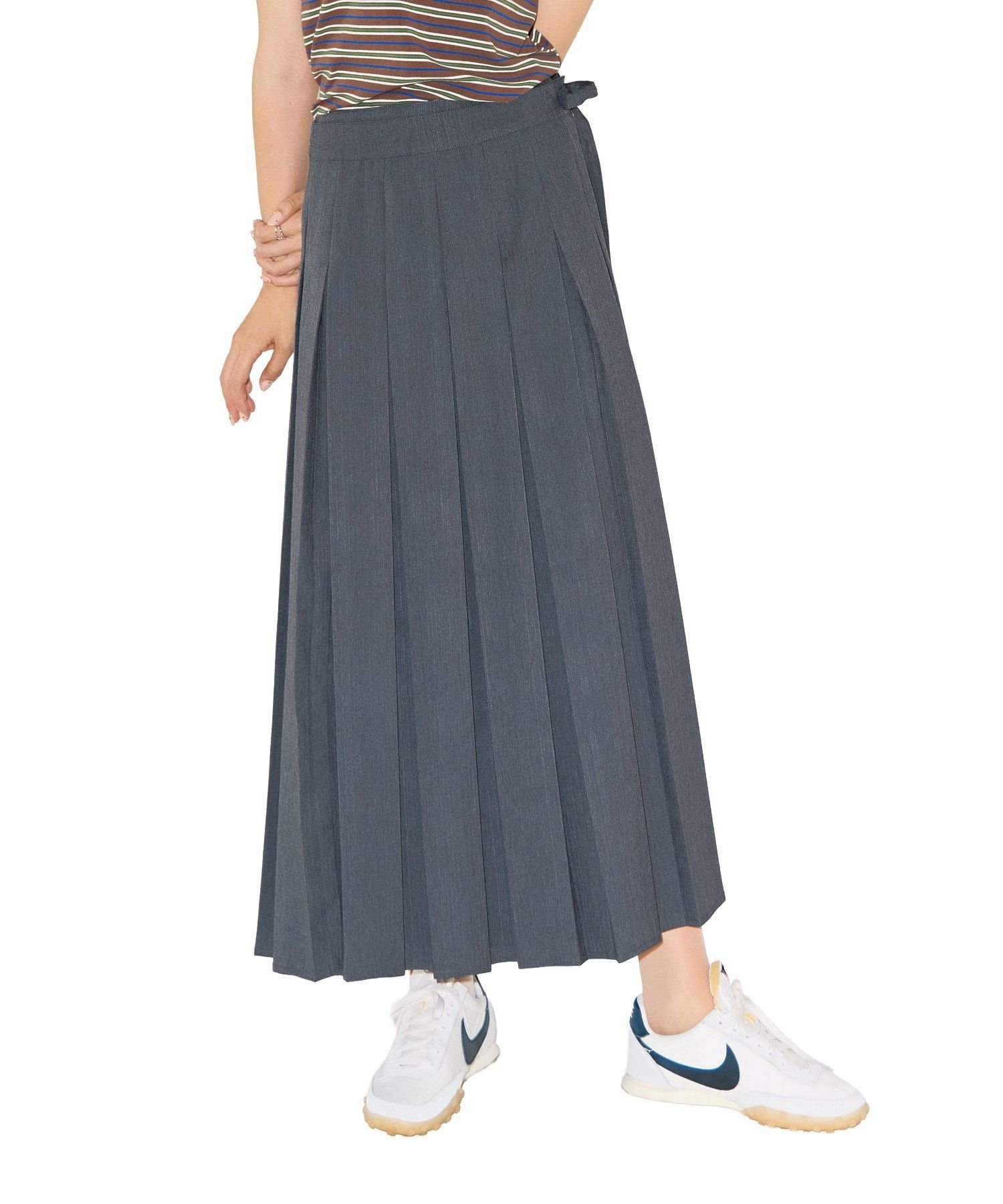 【SALE／50%OFF】Green Parks ■WITH KURUMI.N プリーツロングスカート グリーンパークス スカート その他のスカート グレー