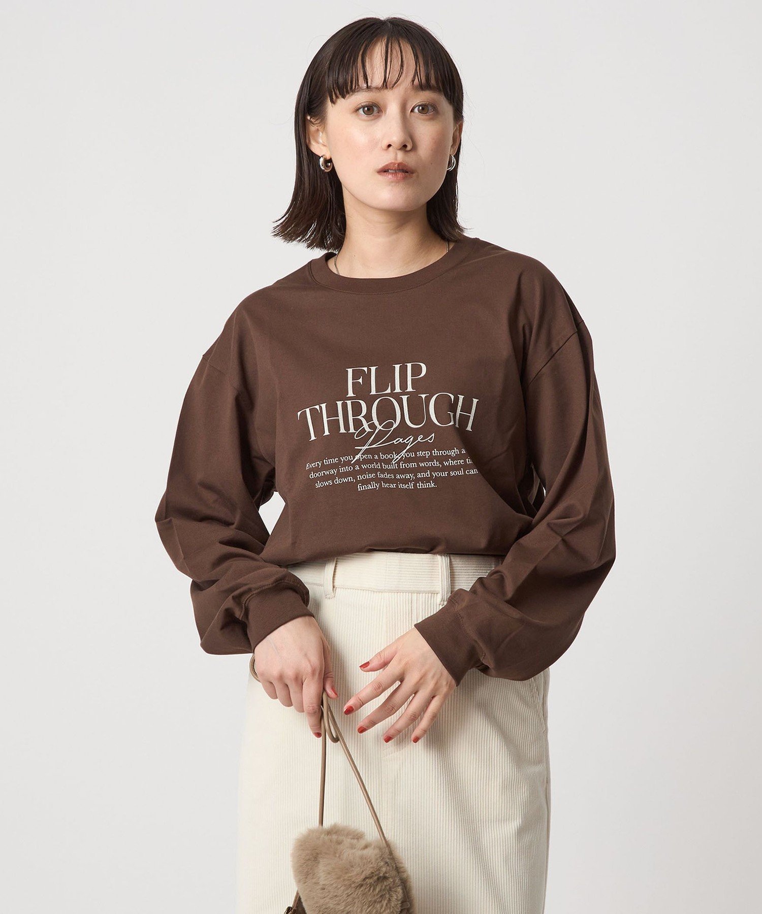 【SALE／50%OFF】UNITED ARROWS green label relaxing ブックストア ロゴ ロングスリーブ Tシャツ ユナイテッドアローズ アウトレット トップス カットソー・Tシャツ ホワイト グレー ブラウン stylife-15696199 Rakuten Fashion サンプル画像3
