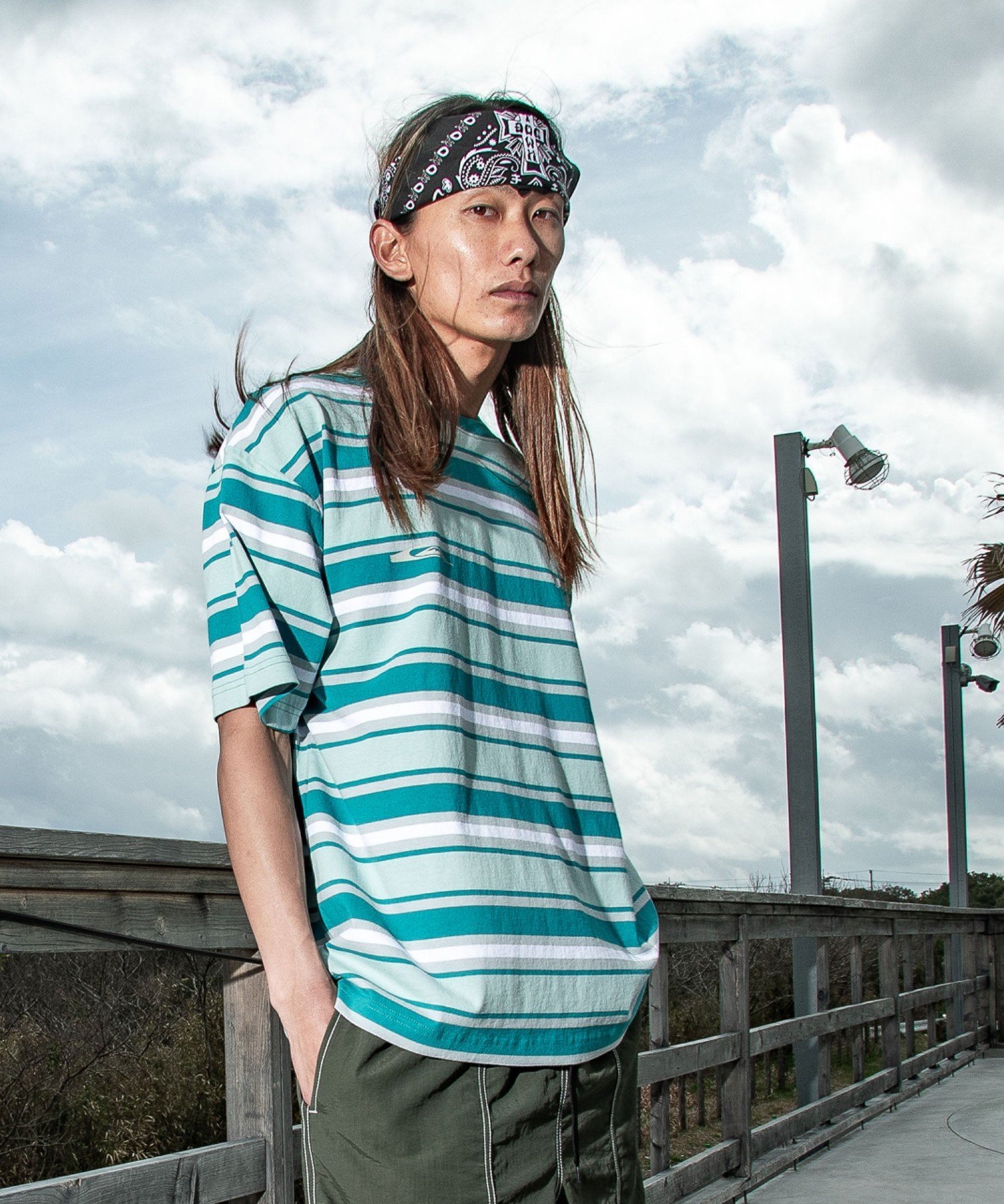 QUIKSILVER DTQS BORDER ST 【2026年夏モデル】 クイックシルバー トップス カットソー・Tシャツ ホワイト グリーン