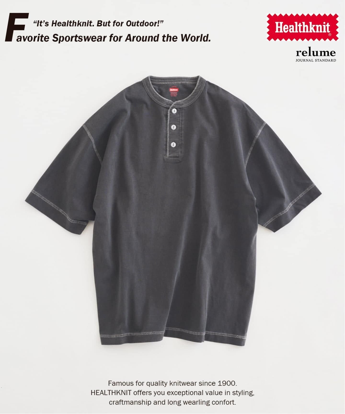 JOURNAL STANDARD relume 《追加予約》Healthknit / ヘルスニット 別注 ヘンリーネックTシャツ ジャーナル スタンダード レリューム トップス カットソー Tシャツ ブラック ホワイト ブラウン【送料無料】