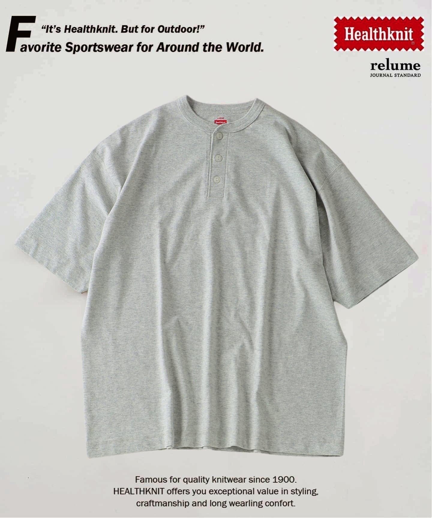 JOURNAL STANDARD relume Healthknit / ヘルスニット 別注 ヘンリーネックTシャツ ジャーナル スタンダード レリューム トップス カットソー・Tシャツ ブラック グレー ホワイト ブラウン