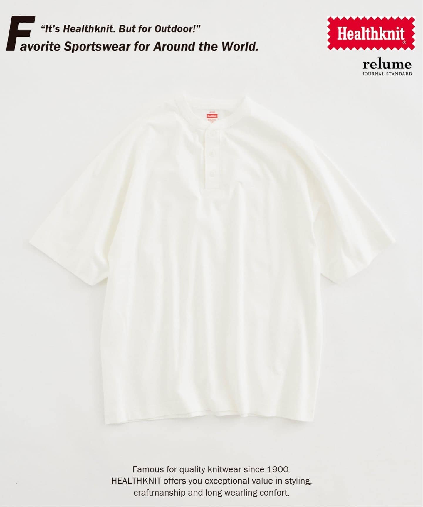 JOURNAL STANDARD relume Healthknit / ヘルスニット 別注 ヘンリーネックTシャツ ジャーナル スタンダード レリューム トップス カットソー・Tシャツ ブラック グレー ホワイト ブラウン