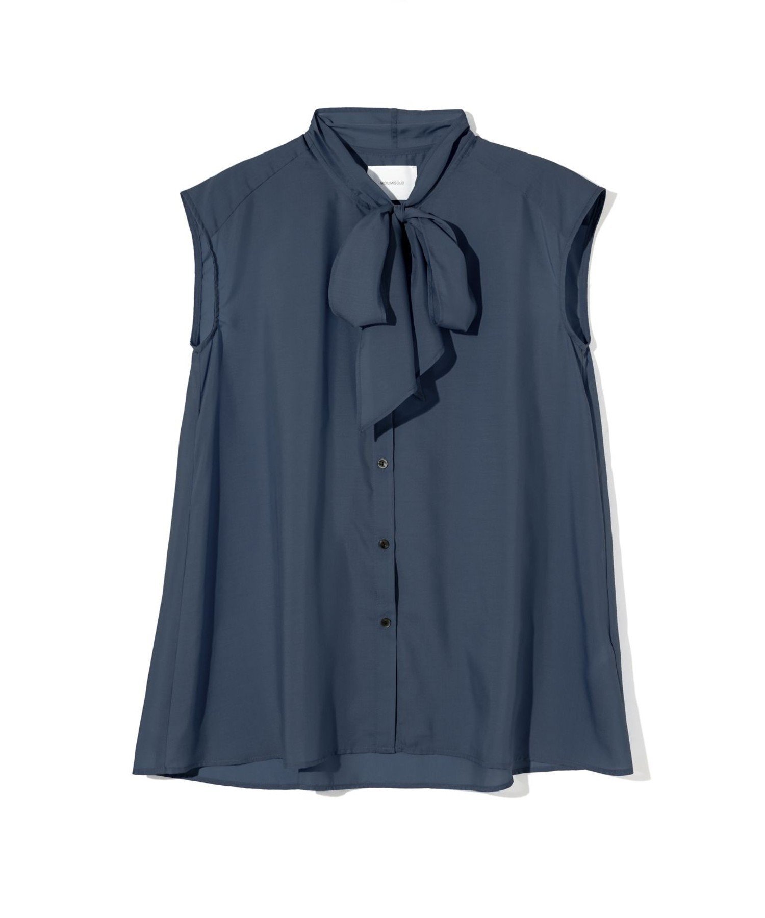 MIDIUMISOLID MIDIUMISOLID for Ladies リボンタイノースリーブブラウス マーコート トップス シャツ・ブラウス ブルー ホワイト ネイビー