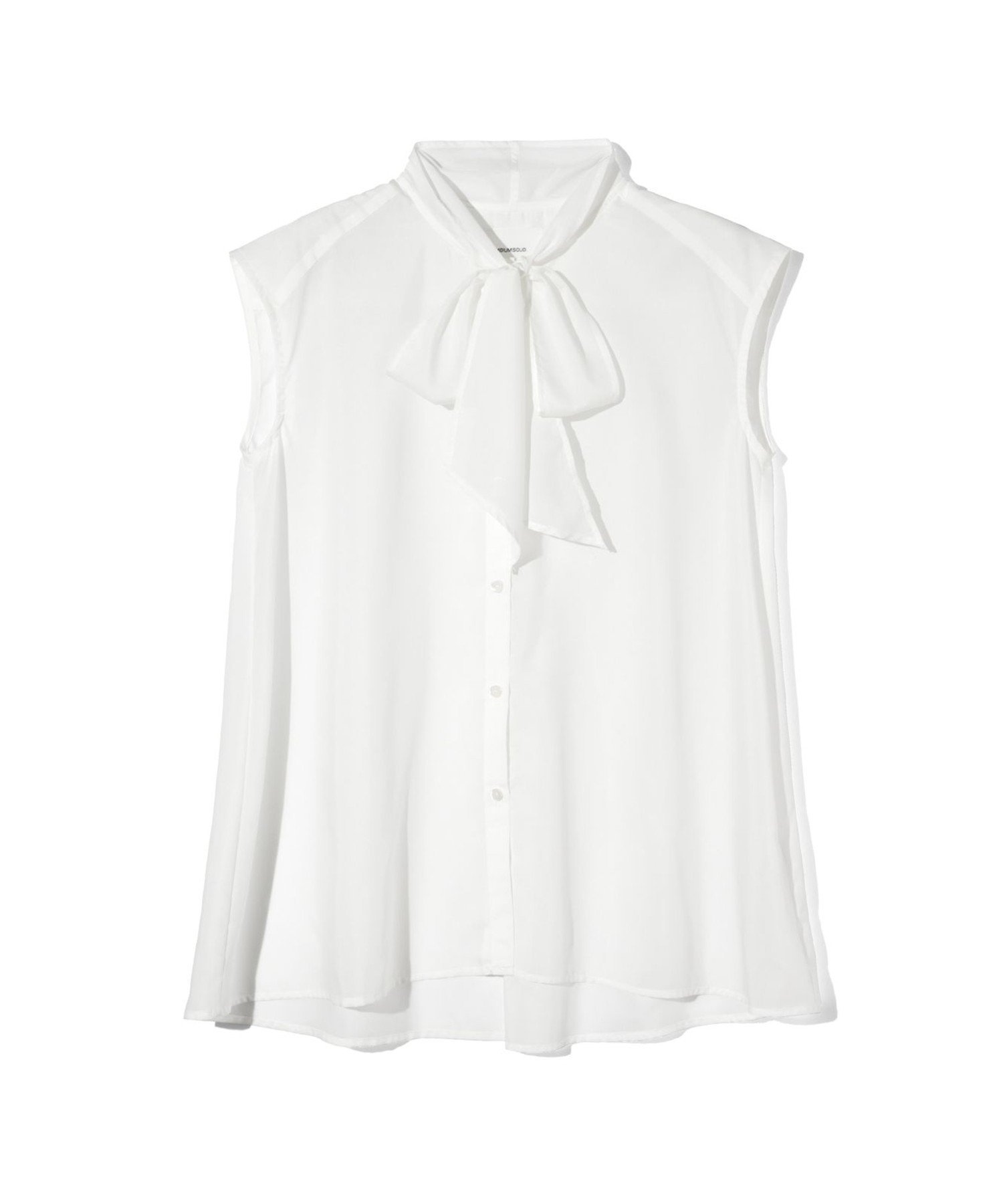 MIDIUMISOLID MIDIUMISOLID for Ladies リボンタイノースリーブブラウス マーコート トップス シャツ・ブラウス ブルー ホワイト ネイビー
