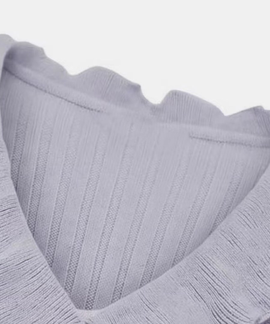 LA POMME petit Bloom Beaded Ruffle Knit Top/ブルーム ビーズラッフルニットトップス ラポミ・プチ トップス カットソー・Tシャツ パープル