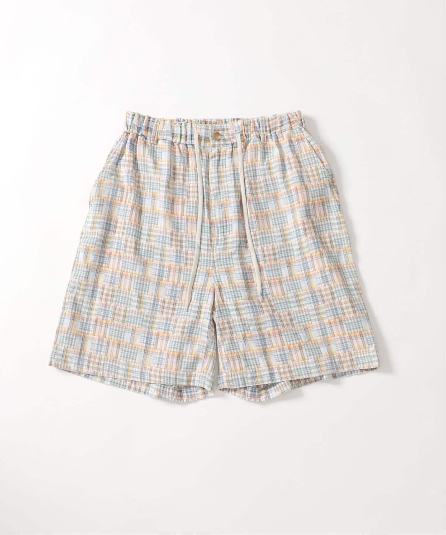Garment wash Madras Shorts ベーセーストック パンツ その他のパンツ イエロー オレンジ