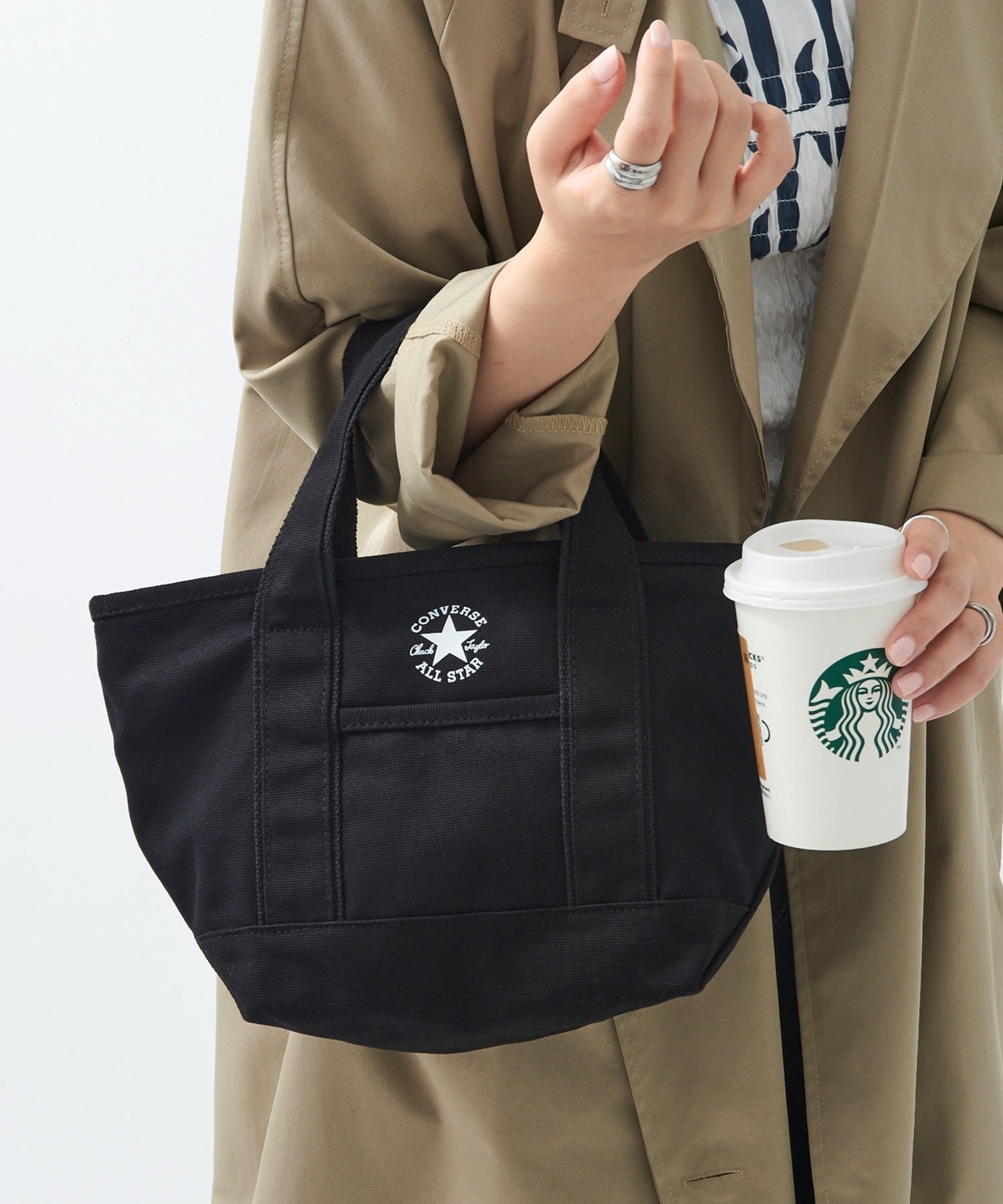 CONVERSE/CV CANVAS S TOTE BAG セットアップセブン バッグ トートバッグ ホワイト ネイビー レッド ブラック