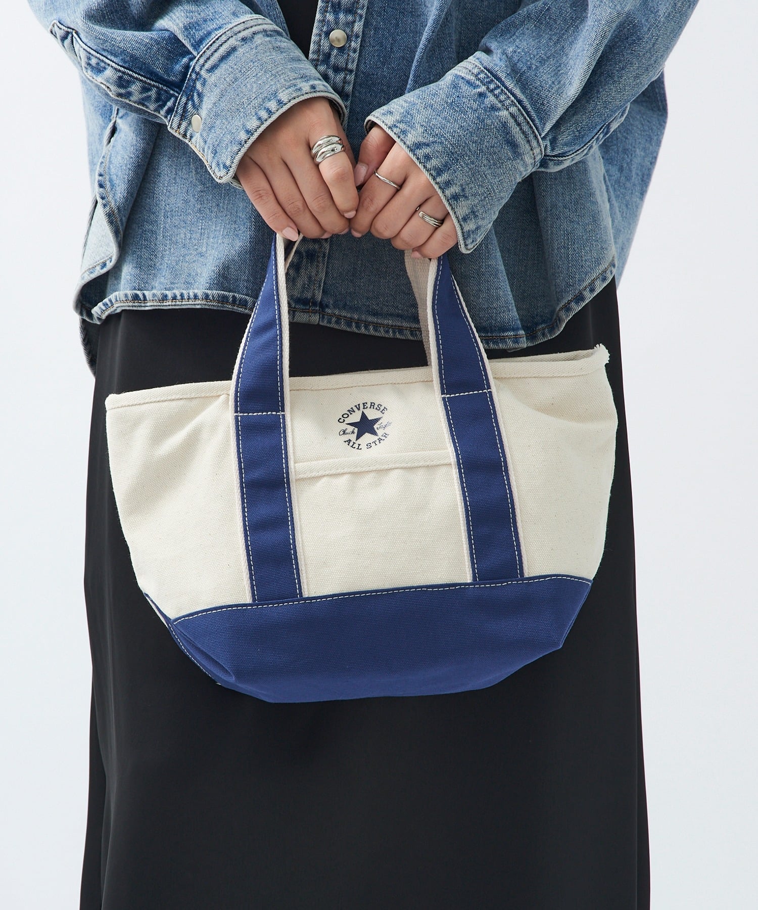 CONVERSE/CV CANVAS S TOTE BAG セットアップセブン バッグ トートバッグ ホワイト ネイビー レッド ブラック