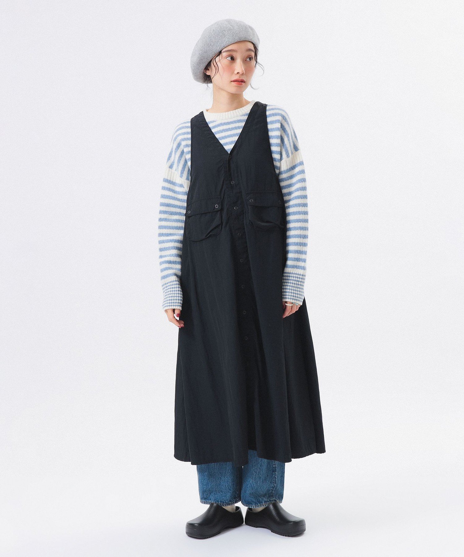 BEAMS BOY ナイロン タッサー C-1 ノースリーブ ワンピース 25AW ビームス ウイメン ワンピース・ドレス ワンピース カーキグリーン ブラック【送料無料】