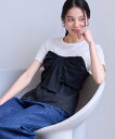 VIS 【新色追加】【美easy】ねじりリボンTシャツドッキングプルオーバー【接触冷感/洗える】 ビス トップス カットソー・Tシャツ ネイビー ブルー ベージ...