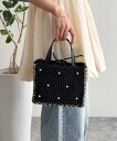 fredy emue ドットパールスクエアアバカトートバッグ フレディ アンド グロスター バッグ かごバッグ ブラック ベージュ【送料無料】