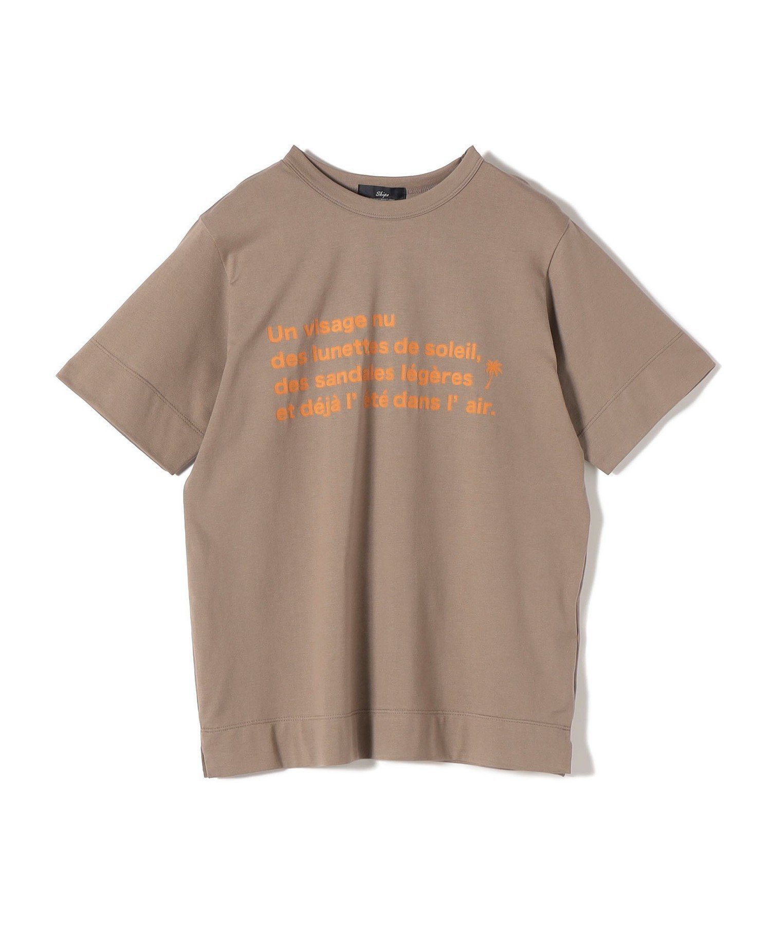SHIPS WOMEN SHIPS Primary Navy Label:PALM TREE ラバー プリント TEE シップス トップス カットソー・Tシャツ ブラウン ホワイト【送料無料】