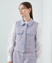 【SALE/40%OFF】ANAYI 【セットアップ対応商品】フィルムラメツイードステンカラージレ アナイ トップス ベスト・ジレ ネイビー【送料無料】