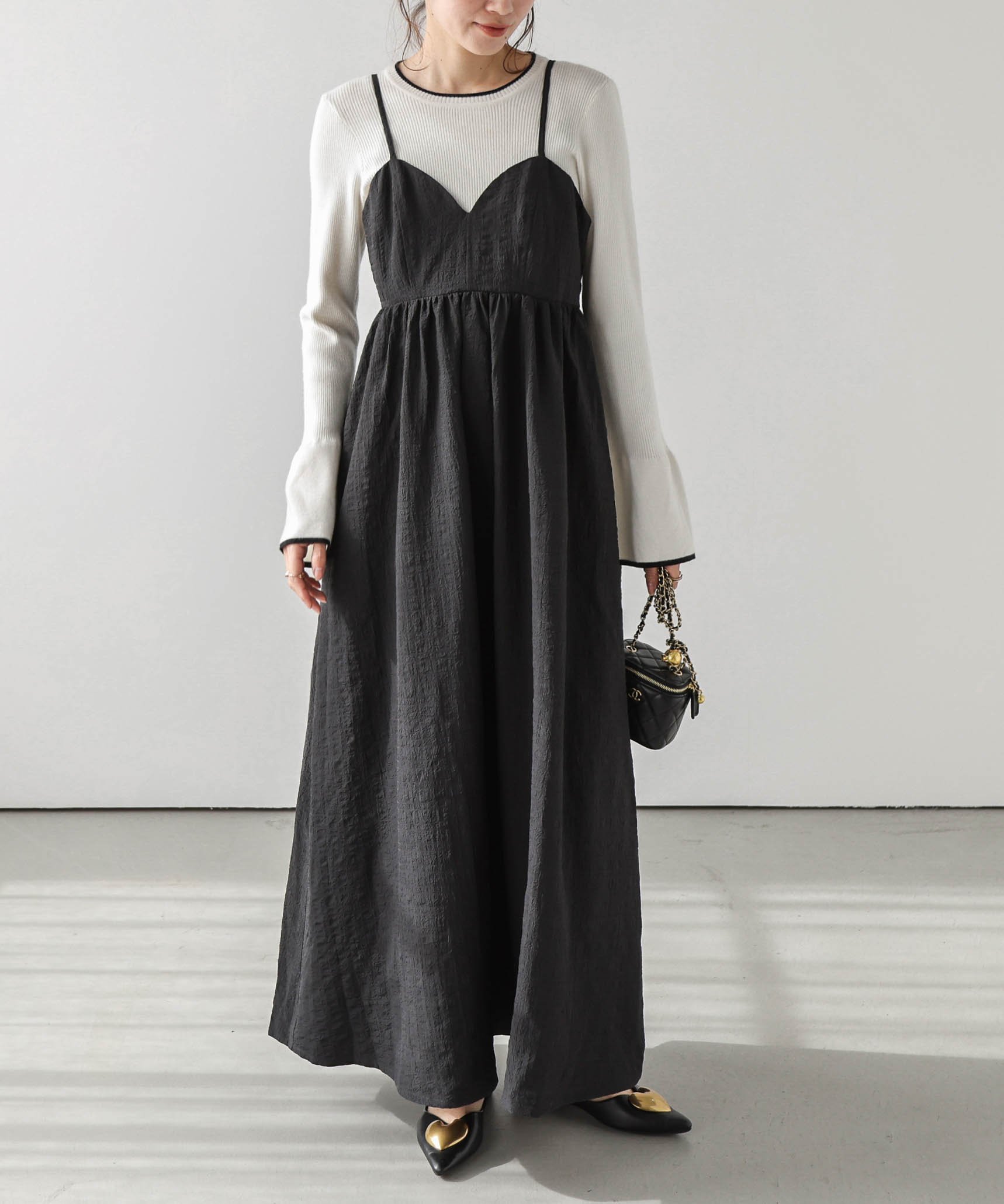 La-gemme ジャガードキャミワンピース ラジュール ワンピース・ドレス ワンピース ホワイト ブラック