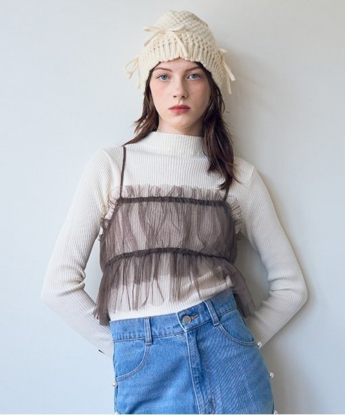 【SALE／50%OFF】Mi-je チュールビスチェニットSET【韓国ファッション】 ナルミヤオンライン トップス ..